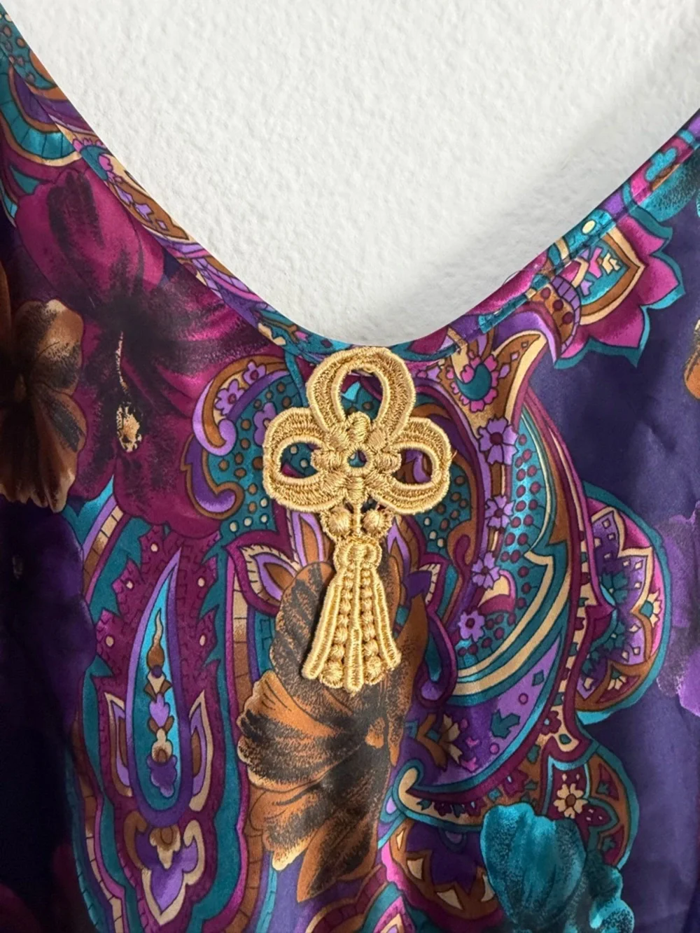 Vintage California Miss Purple Paisley Slip Chemise Lingerie Estimated Medium - Picture 2 of 4